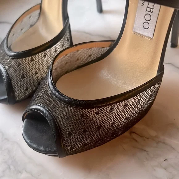 Jimmy Choo black lace booties / heels - Picture 5 of 7